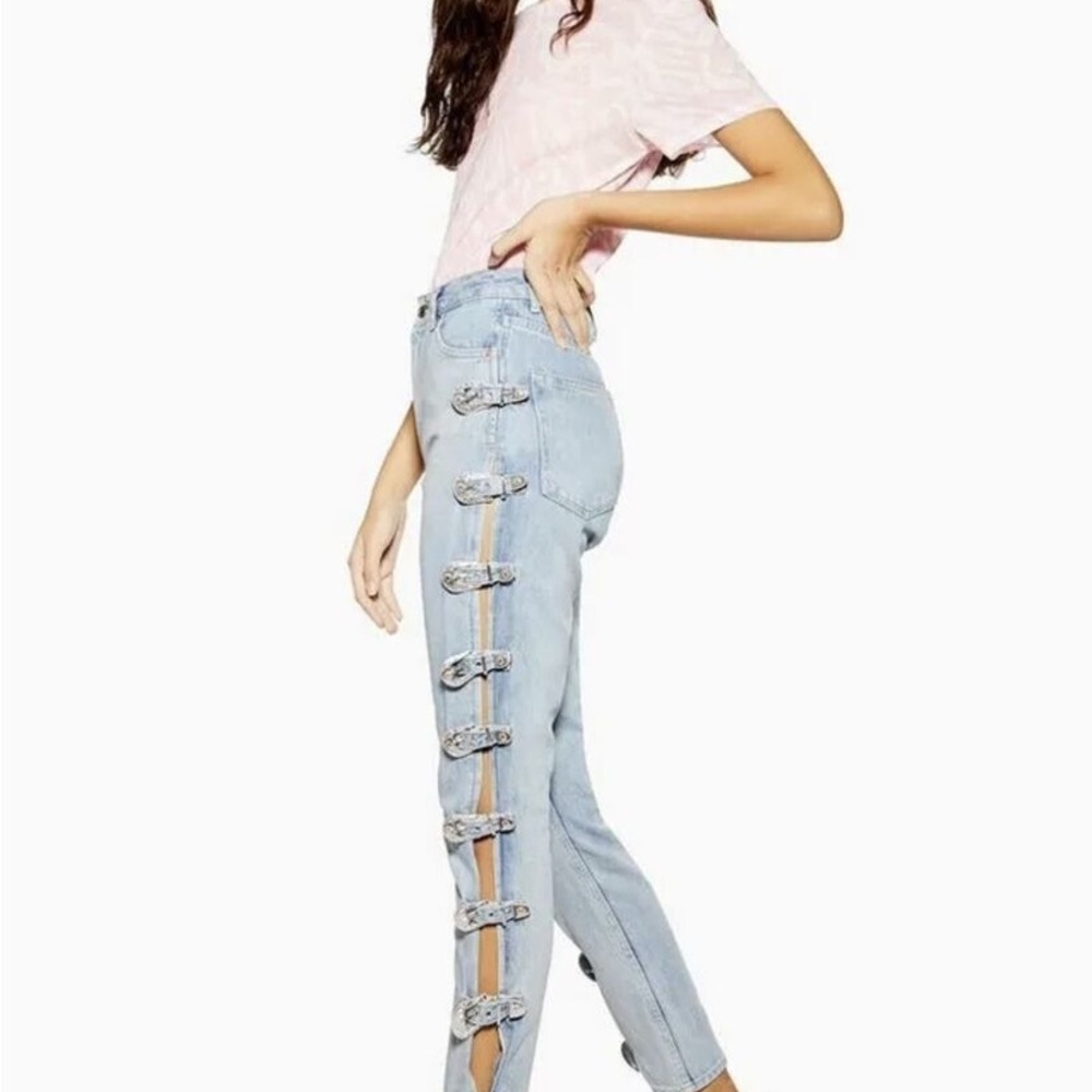 Topshop Distressed Buckle Jeans